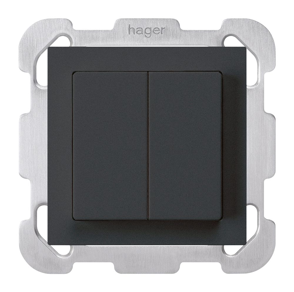 Poussoir ENC kallysto 2×A-R/1P noir avec plaque de fixation