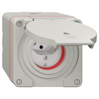 NAP-Steckdose NEVO, 1×T13, IP55 gemäss SN 441011, m.roter Dichtung, m.LED, hgu