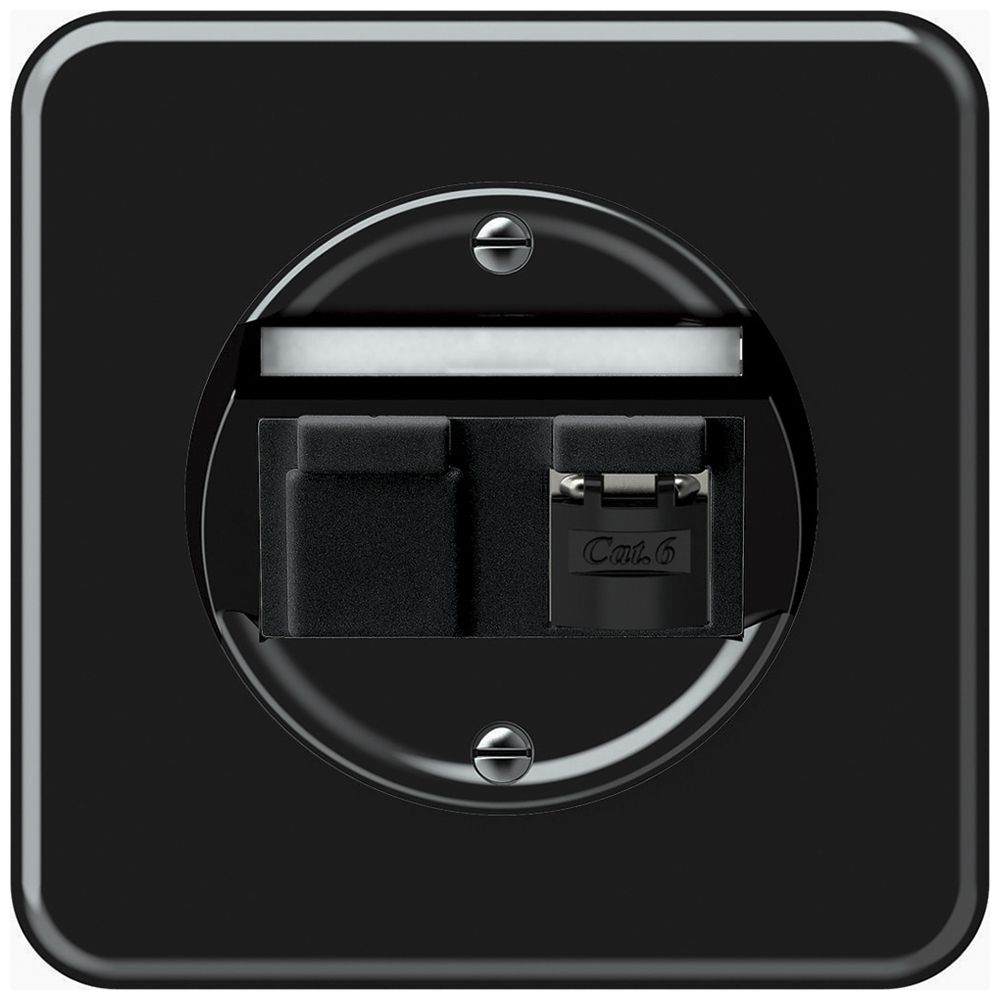 UP-Anschlussdose origin RJ45 8(8) Kat.6 schräg geschirmt 92×92mm schwarz