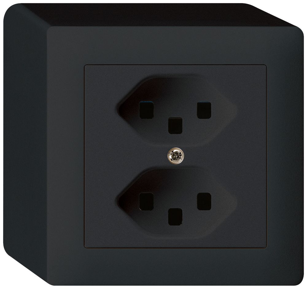 AP-Steckdose kallysto 2×T23 schwarz mit Steckklemmen