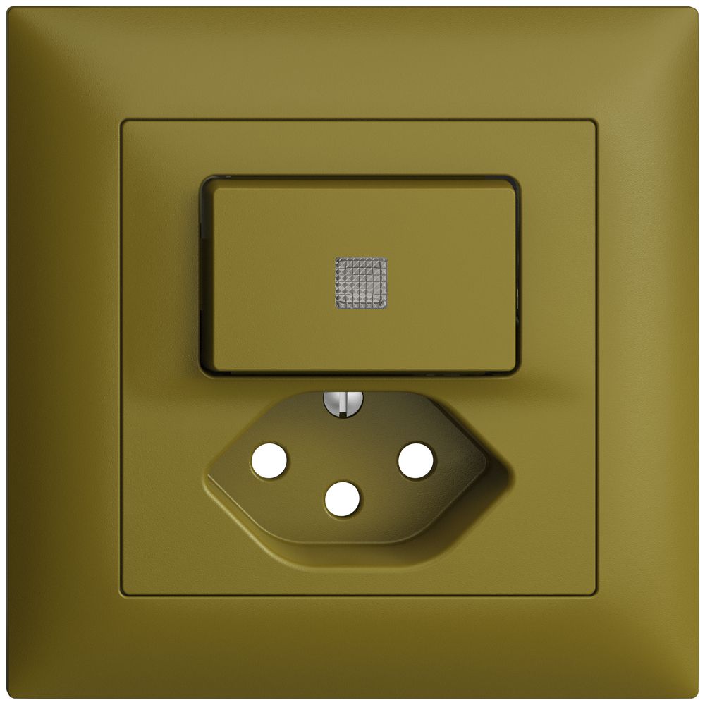 UP-Frontset EDIZIOdue T13 88×88mm olive mit Linse, mit Kinderschutz