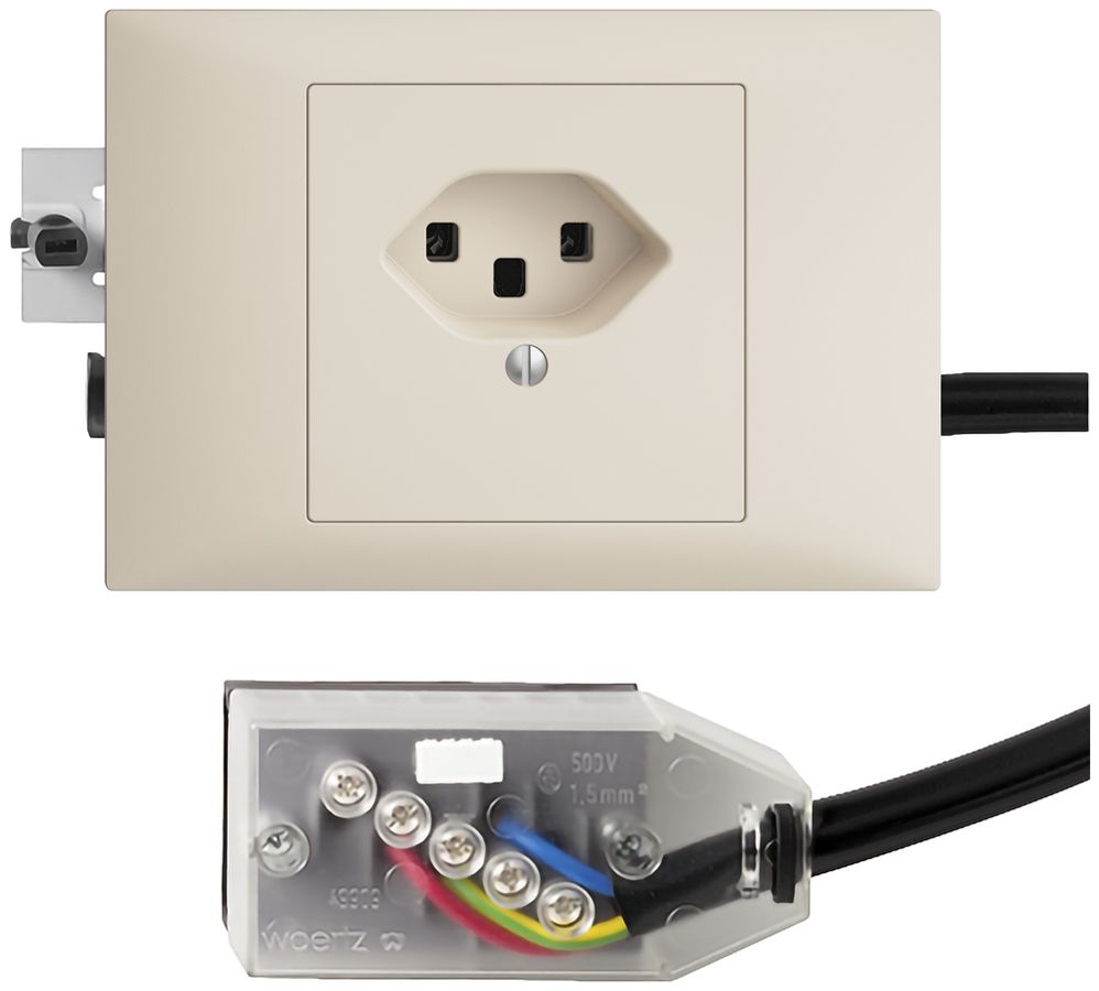 Prise INC EDIZIOdue T23 L2 crema 45…69mm pour câble plat Technofil