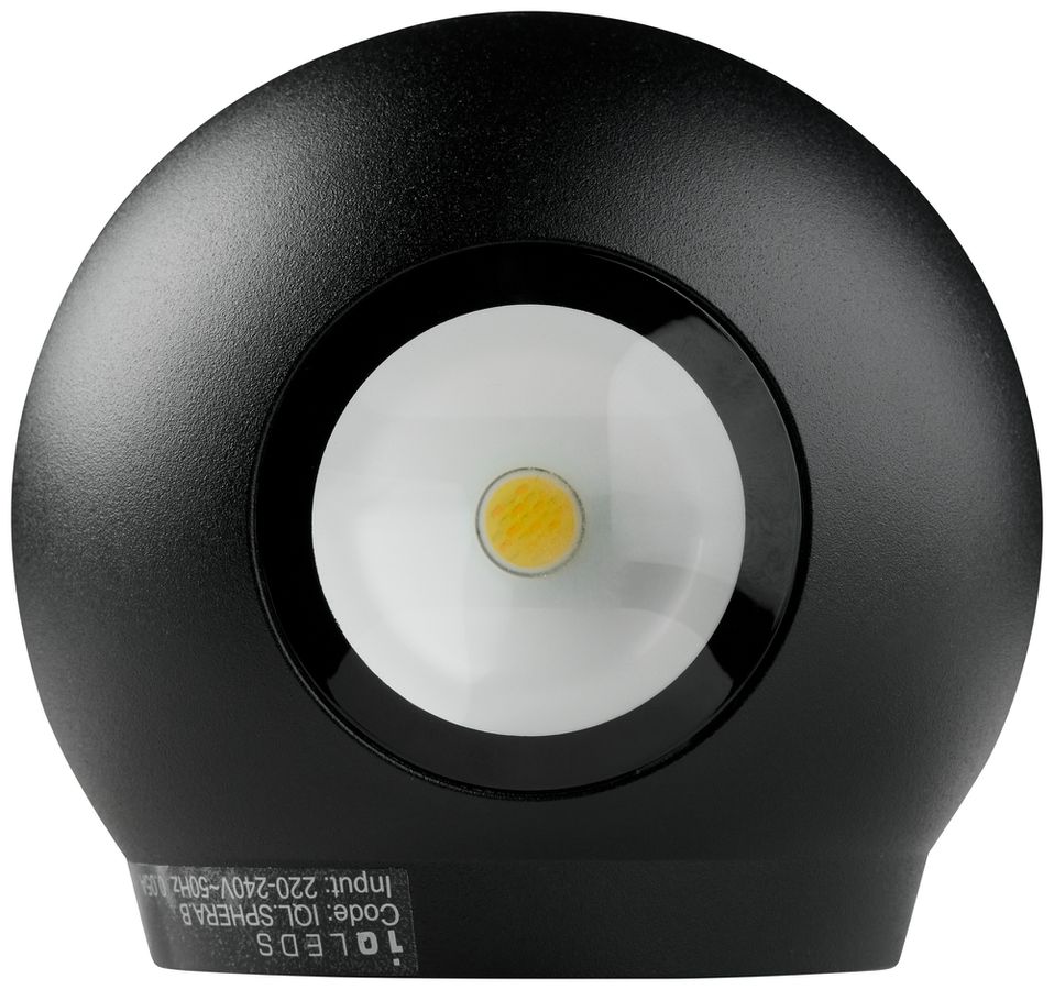 Applique LED Sir Heian SPHERA 6W 875lm 857 IP65 REG dir./indir.Ø95mm nero