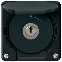 Contatto rotativo a chiave INC robusto IP55 nero con coperchio senza cilindro 1P