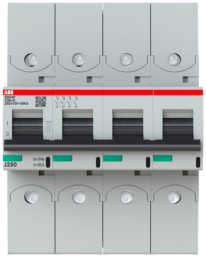 Leitungsschutzschalter ABB S804P-C80-R 4P 400V C-80A 50kA 6TE