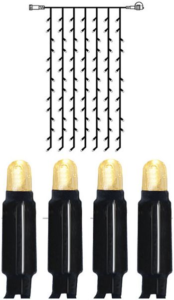 Lichtvorhang System 24 Extra, 1×2m, schwarz, 2.1W, 98 LED, warmweiss