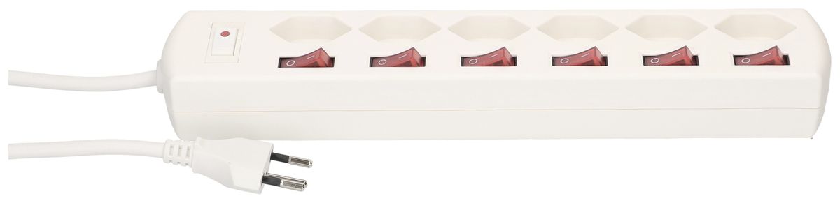 Steckdosenleiste MAX HAURI Multi-Switch 10A 7×Schalter 6×T13 weiss