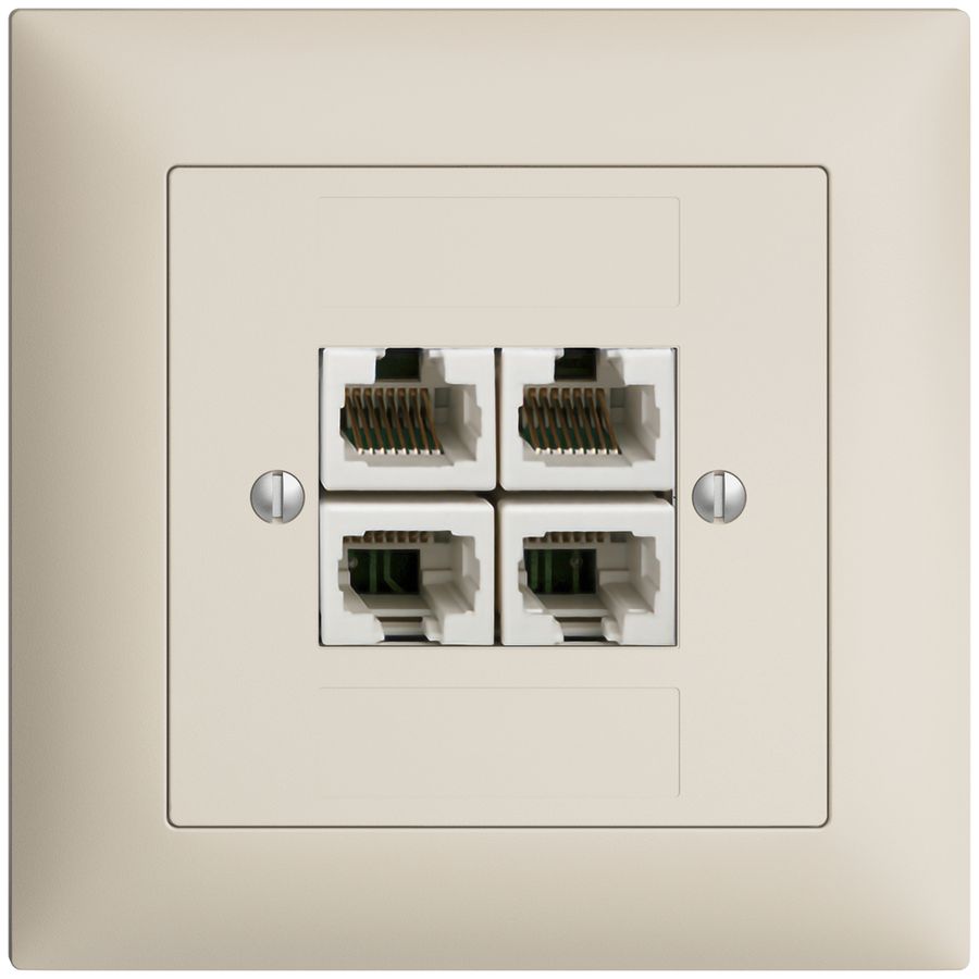 UP-Anschlussdose 4×RJ45/u 4P getr. EDIZIOdue crema ITplus