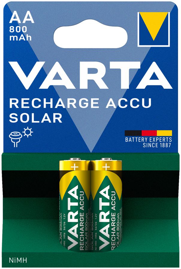 Accu VARTA Solar NiMH HR6/AA, 0.8Ah blister a 2 pezzi