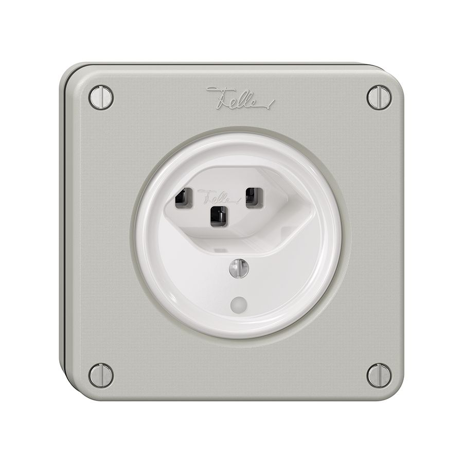 Prise NUPU NEVO, 1×T23, a.LED, gris clair