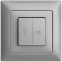 UP-Frontset EDIZIOdue silver 88×88mm Druckknopf 2-fach
