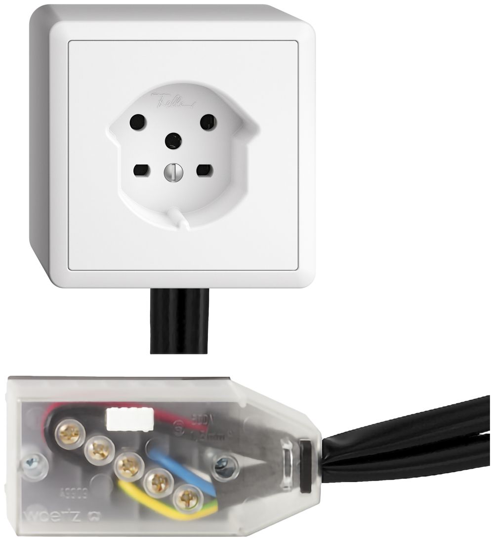 AP-Steckdose EDIZIOdue T15 weiss Snap für Flachkabel Technofil
