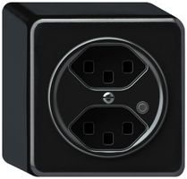 Prise AP origin 2×type 23 lum.vert 16A 230V 88×88×54mm noir