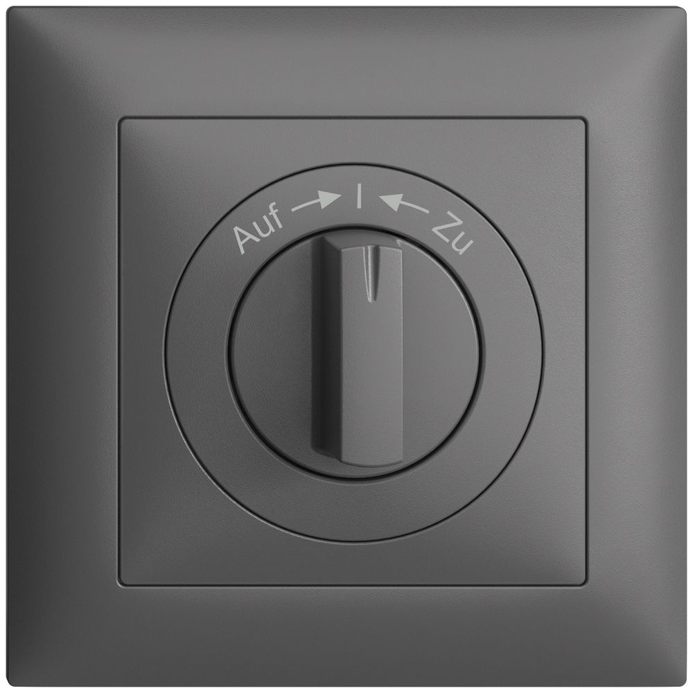 Frontset EDIZIOdue Auf->I<-Zu dunkelgrau 88×88mm für Schwenktaster