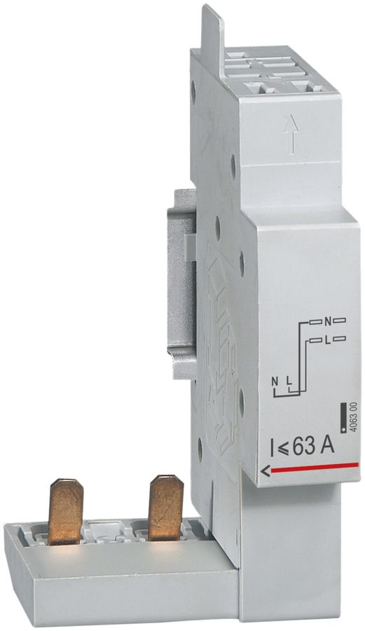 Élément de connexion Legrand DX3, pour alimentation du dessus, 2P (1P+N) 63A 1UM