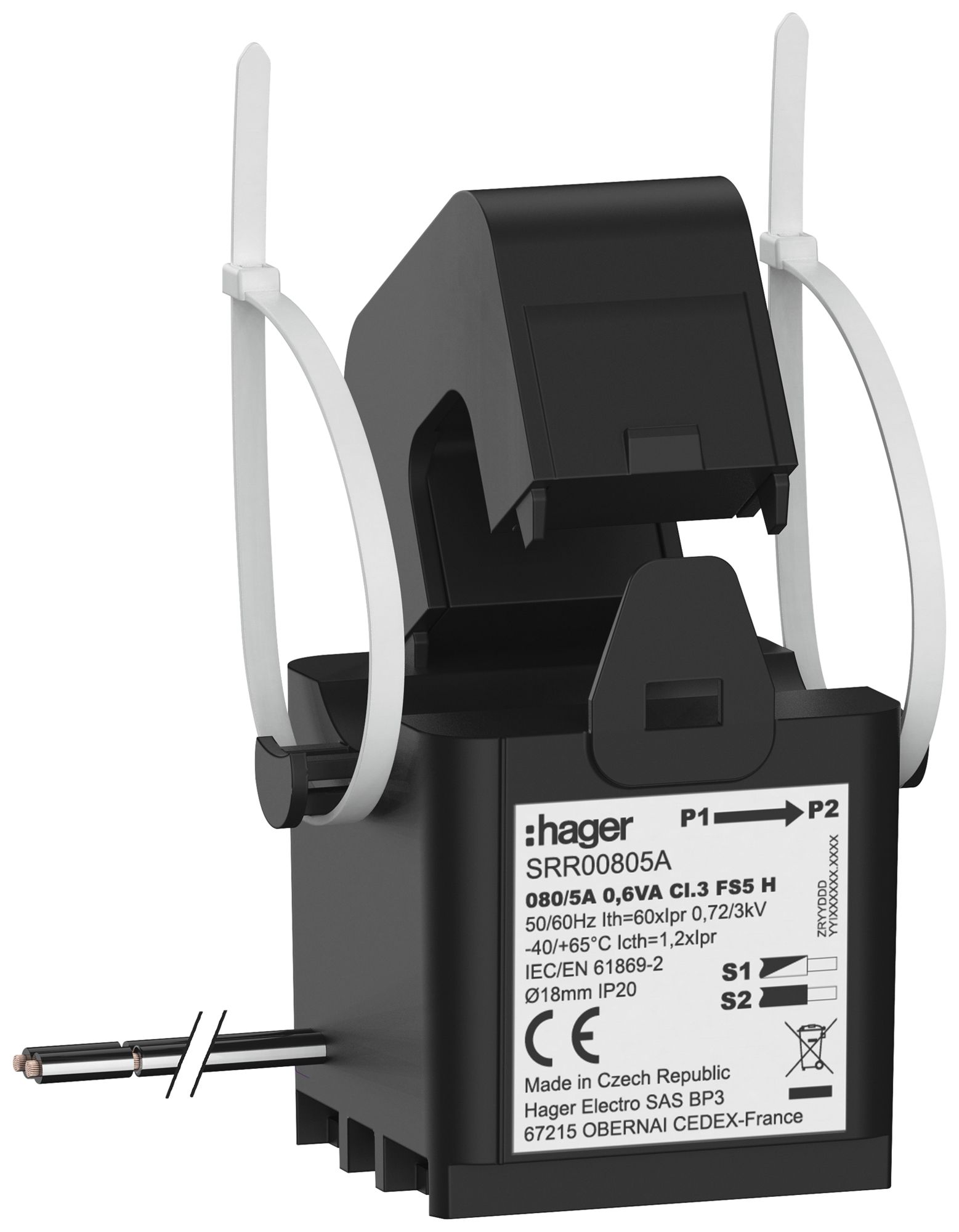 Convertitore di corrente Hager SRR00805A SC1 80A/5A classe 3