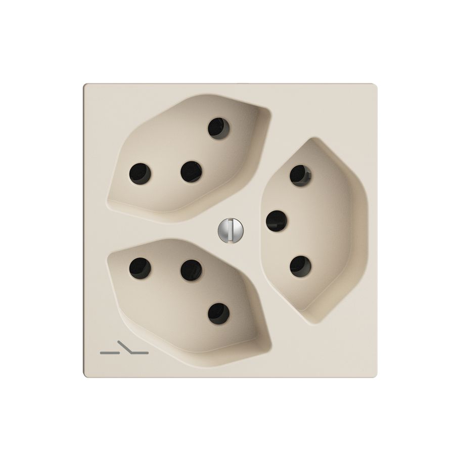 UP-Steckdose EDIZIOdue 3×T13 1×S crema mit Shutter