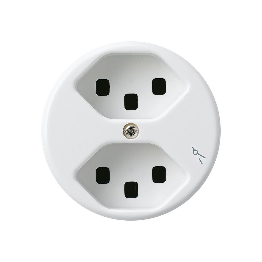 Steckdose Hager basico 2×Typ 23 1×S A weiss