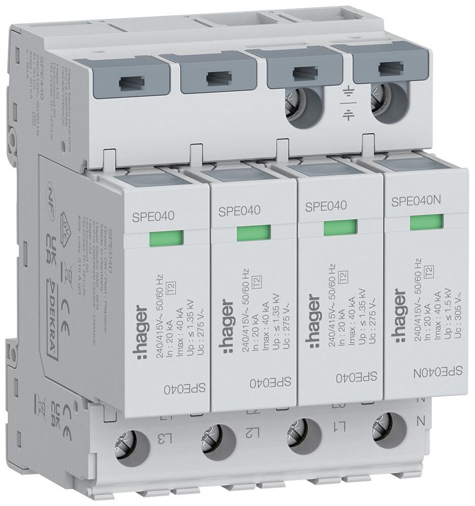 Überspannungsableiter SPD Typ 2 TN-S TT 4P 415V 315A 80A 50mm² 35mm² 4 TE