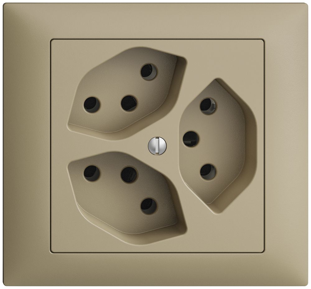 EB-Steckdose EDIZIOdue 3×T13 sand