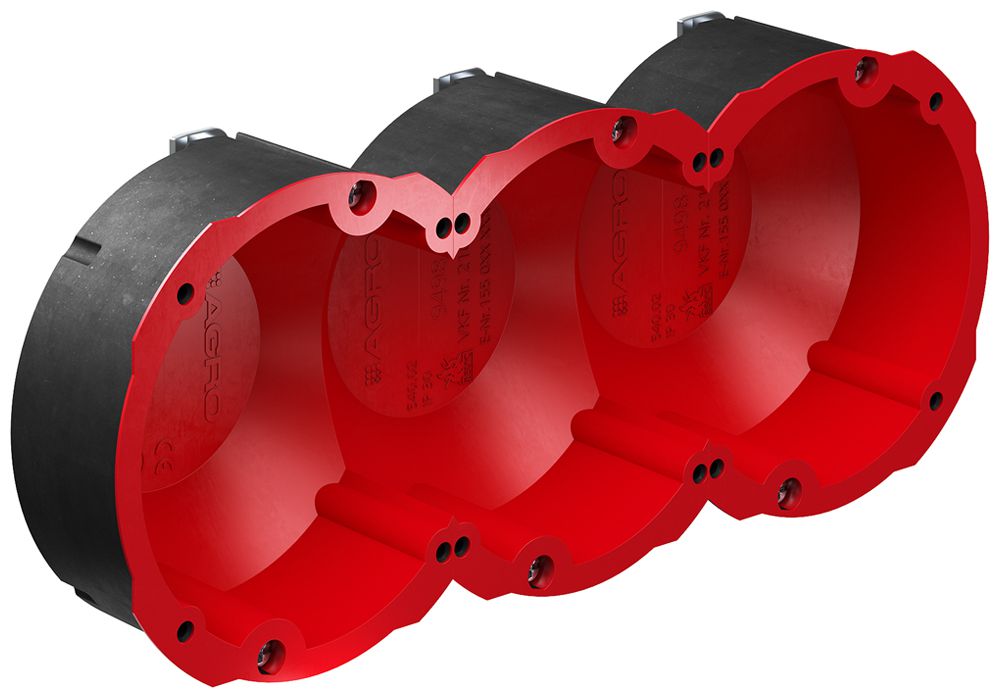 Hohlwanddose AGRO 90 3×1 Quickbox Ø83mm für Brandschutz EI30-EI90
