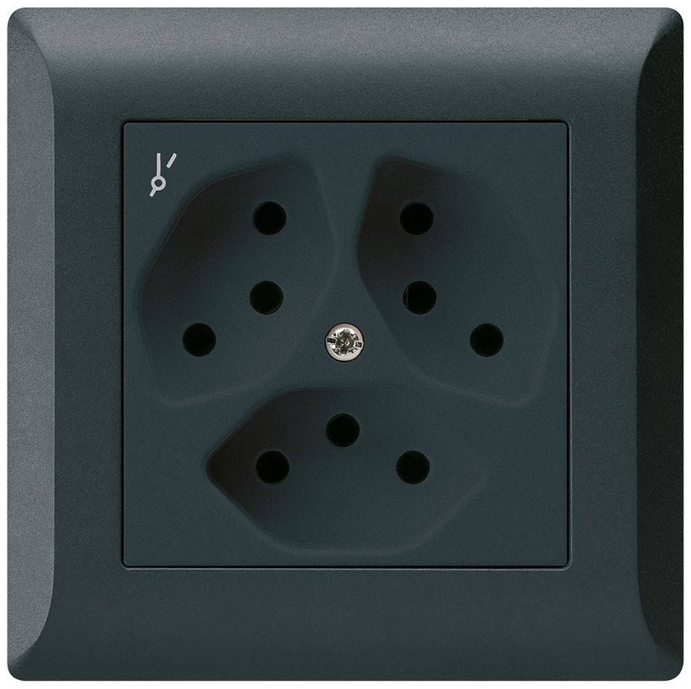 UP-Steckdose kallysto.line 3×T13/1 schwarz mit Kinderschutz