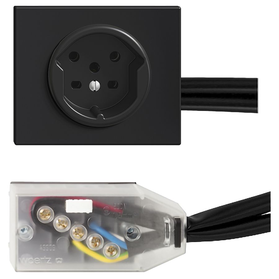 EB-Steckdose T15 schwarz für Flachkabel Technofil