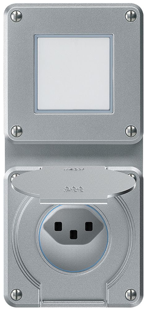 UP-Kombination robusto 2×1, Schalter Schema 3/Steckdose T23 IP55 aluminium