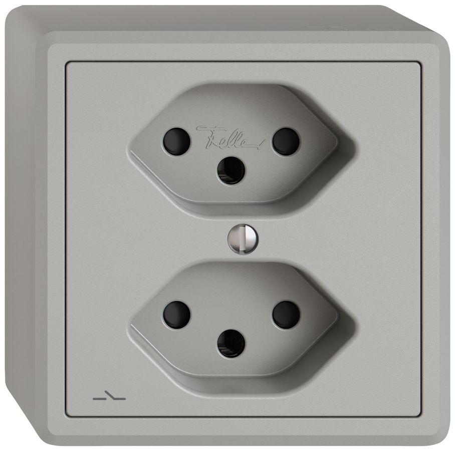 Presa AP EDIZIO.liv SNAPFIX® 2×T13 1×S con shutter grc