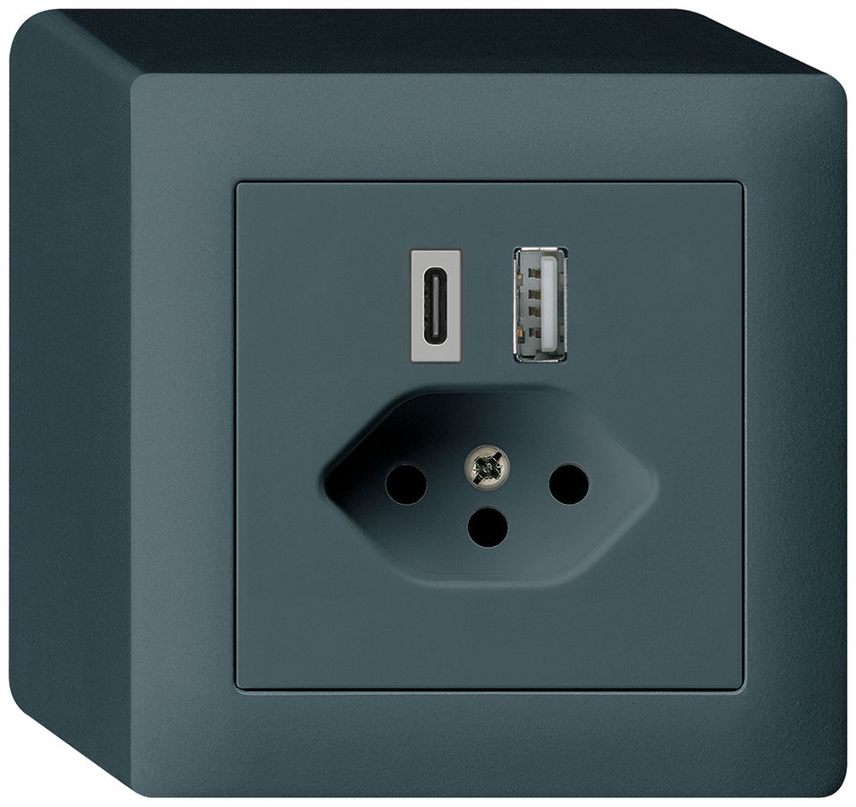 Prise de charge USB AP kallysto 18W PD 1×type A 1×type C T13 anthracite