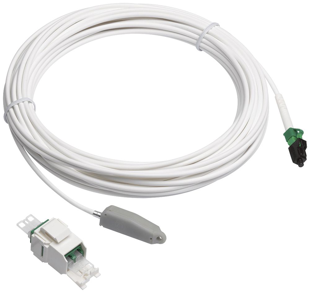 LWL-Set Hager HMS Kupplungsmodul+Patchkabel 50m Draht+Keystone-Adapter weiss