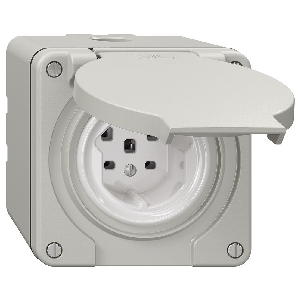 NAP-Steckdose NEVO, 1×T25, IP21, lichtgrau