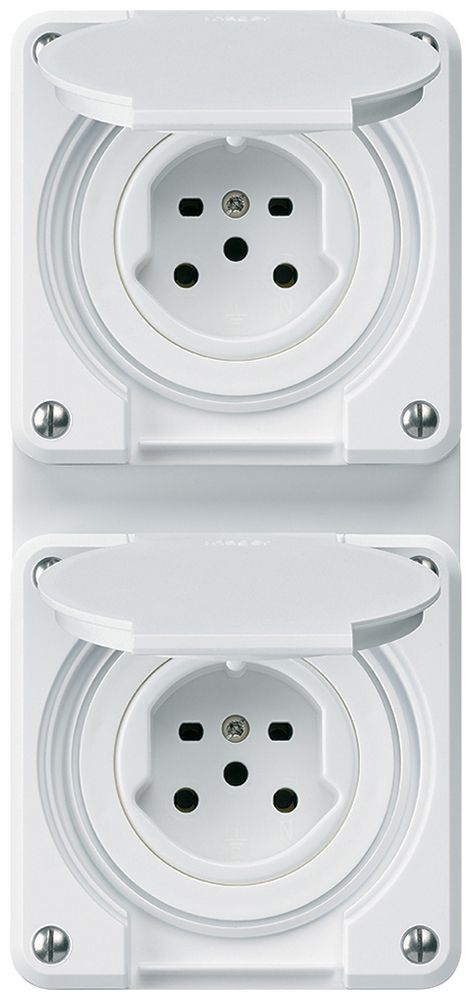 Combi ENC 2×1 HA robusto 2×type 15 avec bornes enfichables avec couvercle blanc