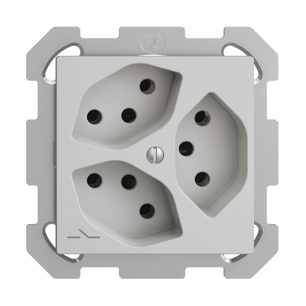 UP-Steckdose EDIZIOdue 3×T13 1×S hellgrau mit Shutter