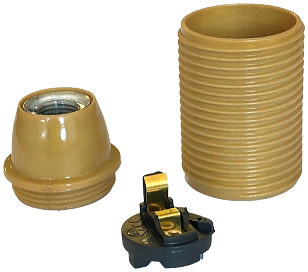 Fassung Elektrogros E14 Thermoplast mit Aussengewinde gold