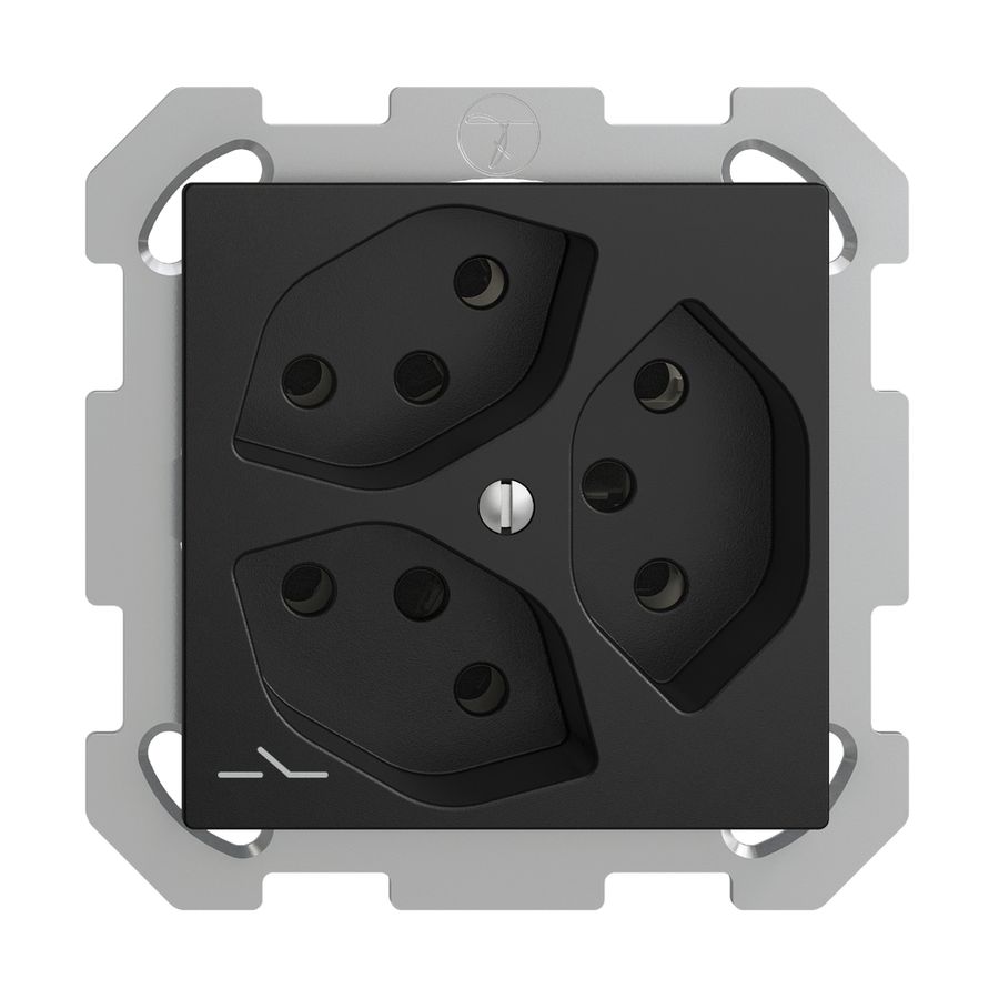 UP-Steckdose EDIZIOdue 3×T13 1×S schwarz mit Shutter