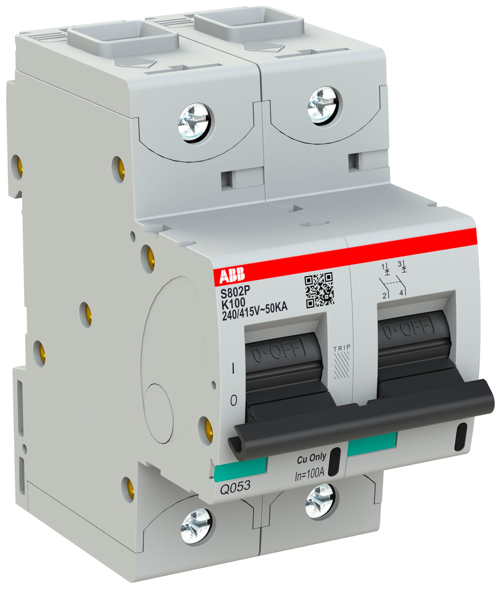 Leitungsschutzschalter ABB S802P-K100 2P 400V K-100A 50kA 3TE