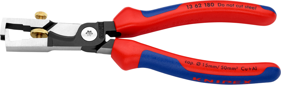 Pinza spellafili KNIPEX 15mm/10mm² 180mm cromato con coperture multicomponente