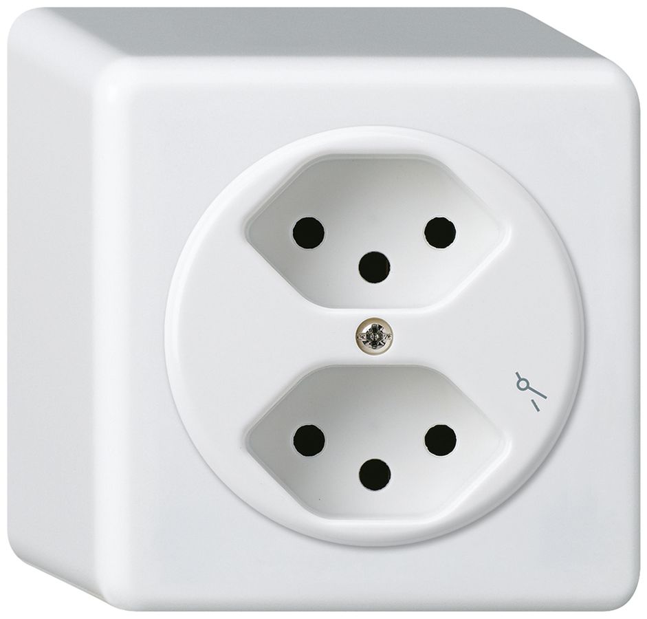 Presa AP basico 2×tipo 13/1 bianco h=54mm