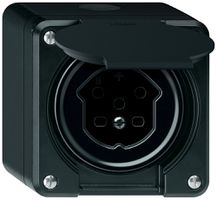 AP-Steckdose robusto 1×T15 10A 400V 86×86mm IP21 schwarz