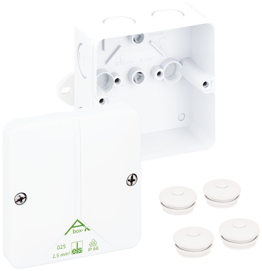 Boîte de dérivation AP Abox-i m 025 AB-L IP65 82×82×52mm blanc