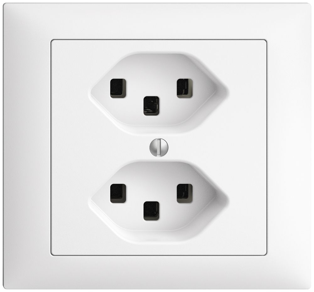 EB-Steckdose 2×T23 16A EDIZIOdue weiss, mit Steckklemmen