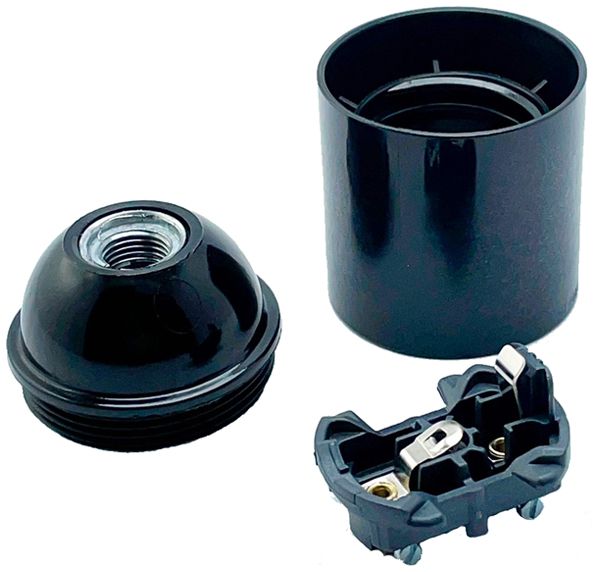 Fassung Elektrogros E27 M10×1 glatt ≤210°C Ø39×55mm schwarz
