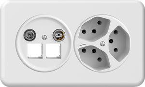 UP-Kombination SDUE 1x2, 11dB 2xRJ45 + 3xT13 1S ws