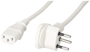 Apparatekabel MH, T12 Flachwinkel/C13, Td 3×0.75mm² 2m, weiss