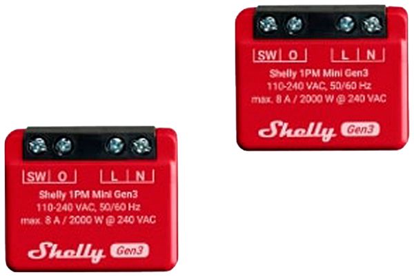 EB-RF-Schaltaktor Shelly 1PM Mini Gen3 Bt/Wi-Fi 1-Kan 110…240V 2Stk