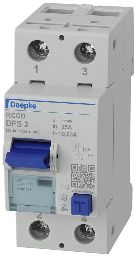 Fehlerstromschutzschalter Doepke DFS 2 1LN 230V 25A 0.03A Typ A 10kA