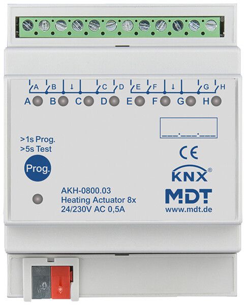 Actionneur de chauffage KNX AMD MDT AKH-0800.03 8-can 0.5A 24…230V 4UM