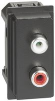 Audio-Anschlussdose Living Now 2×RCA rot/weiss 1 Modul schwarz
