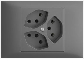 EB-Steckdose EDIZIOdue 3×T13 3×S dunkelgrau